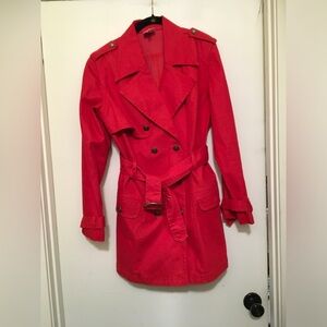 Diane Gilman Vibrant Red Trench Coat